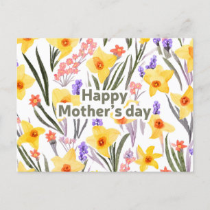 Lycklig Mors dag Watercolor Vår blommor Vykort