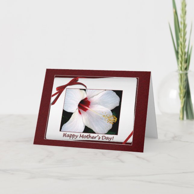 Lycklig Mors dag White Hibiscus Kort (Framsida)