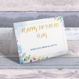 lycklig mors dag White och Blue Simple Eligant