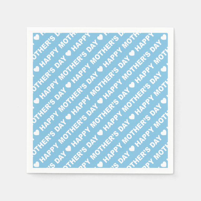 Lycklig Mors dag White på ljusblå blått Pappersservett (Framsidan)