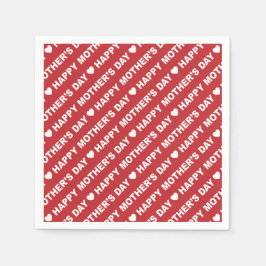 Lycklig Mors dag White på Mörk Red Pappersservett