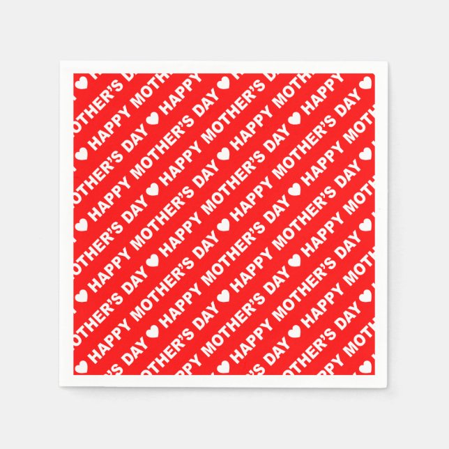 Lycklig Mors dag White på Röda Pappersservett (Framsidan)