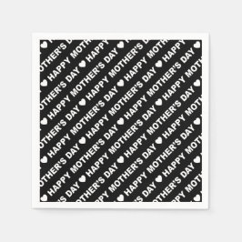 Lycklig Mors dag White på Svarta Pappersservett