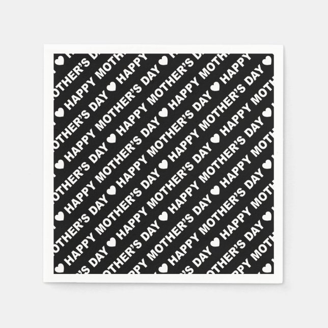 Lycklig Mors dag White på Svarta Pappersservett (Framsidan)