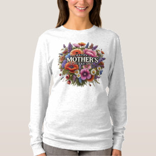 "Lycklig Mors dag WildblomLångärmad T-Shirt