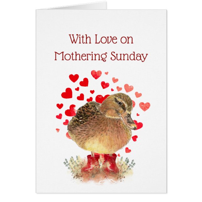 Lycklig Mothering Söndag Blank Cute Anka Red Boots Hälsningskort (Framsidan)