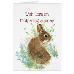 Lycklig Mothering Söndag Blank Cute Bunny Rabbit Hälsningskort