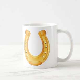 Lycklig mugg för guld- hästsko