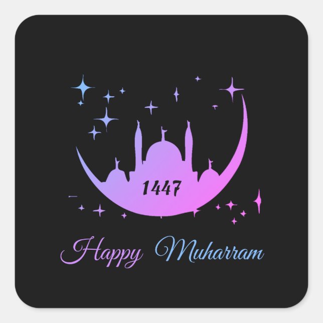 lycklig-muharram 1447 fyrkantigt klistermärke (Framsida)