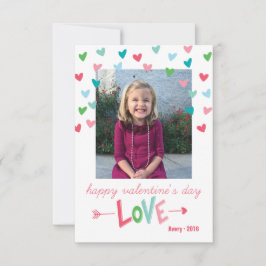 Lycklig Multi-Färgad Hearts Valentines fotokort Inbjudningar