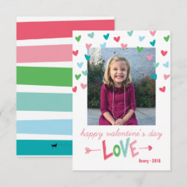 Lycklig Multi-Färgad Hearts Valentines fotokort Inbjudningar