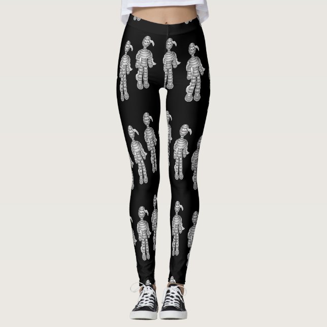 Lycklig mummier på svart leggings (Framsida)