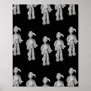 Lycklig mummier på svart poster