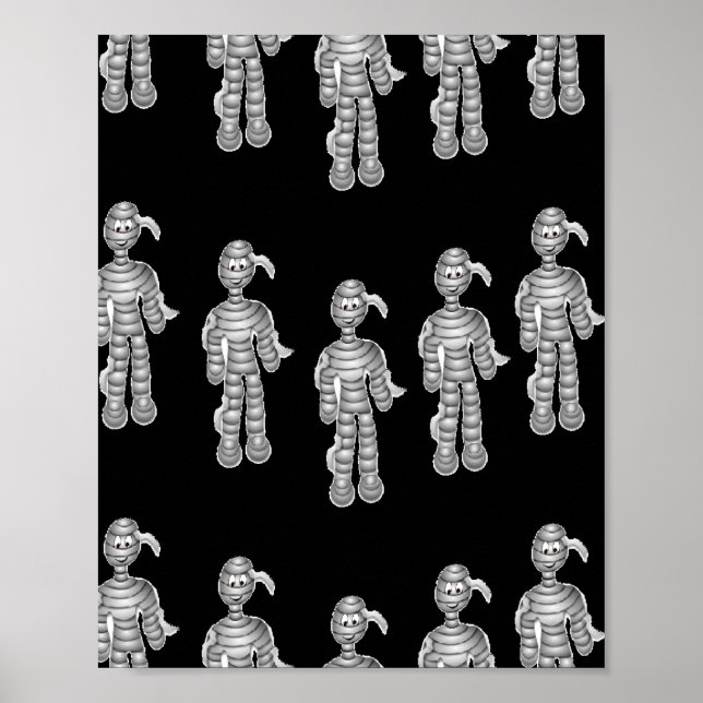 Lycklig mummier på svart poster (Framsidan)