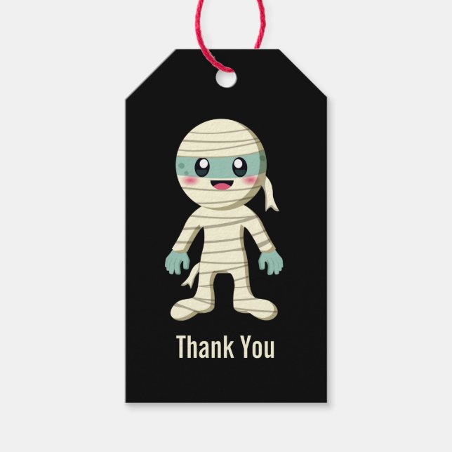 Lycklig Mummy Cute Halloween Monster Teckning Presentetikett (Framsidan)