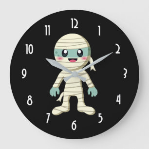 Lycklig Mummy Cute Halloween Monster Teckning Stor Klocka