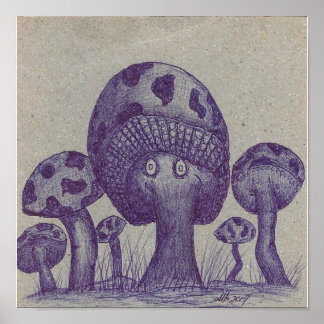 Lycklig Mushroom Prints Poster