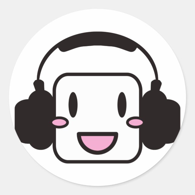 Lycklig_Musik Runt Klistermärke (Framsida)