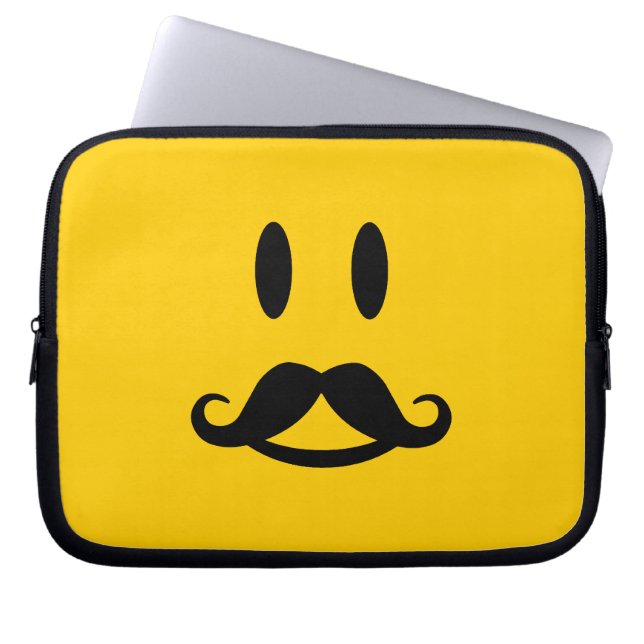 Lycklig Mustache anpassningsbar laptop sleeve (Framsidan)