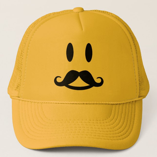 Lycklig Mustache hat - välj färg Truckerkeps (Framsida)