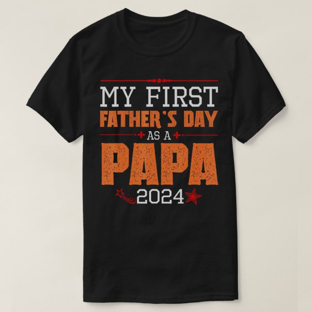 Lycklig My First Fars dag som Pappa 2024-pappa T Shirt (Design framsida)