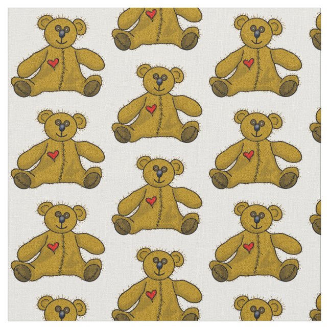 Lycklig Nalle Fabric Tyg (Närbild)