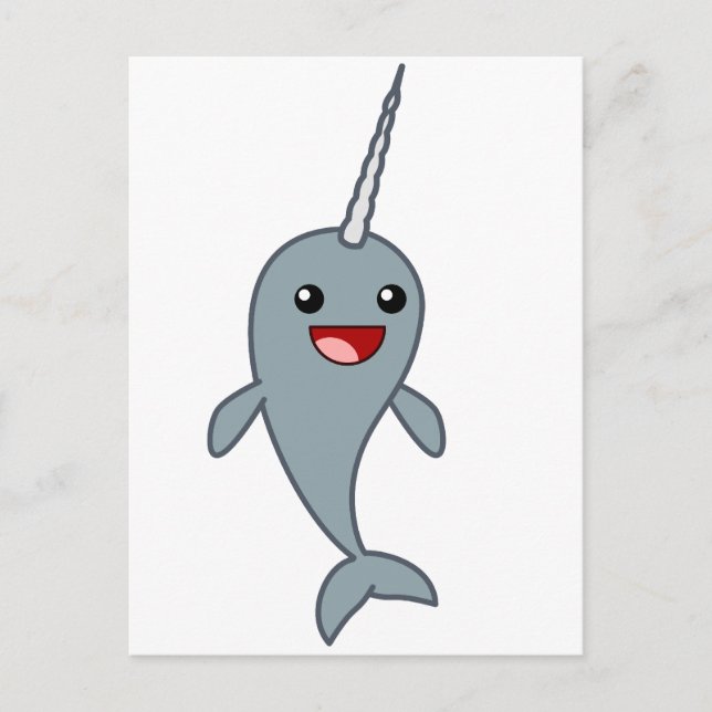Lycklig Narwhal Vykort (Framsida)