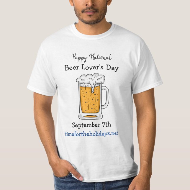 Lycklig National Beer Älskare dag Funny Helgdagar T Shirt (Framsida)