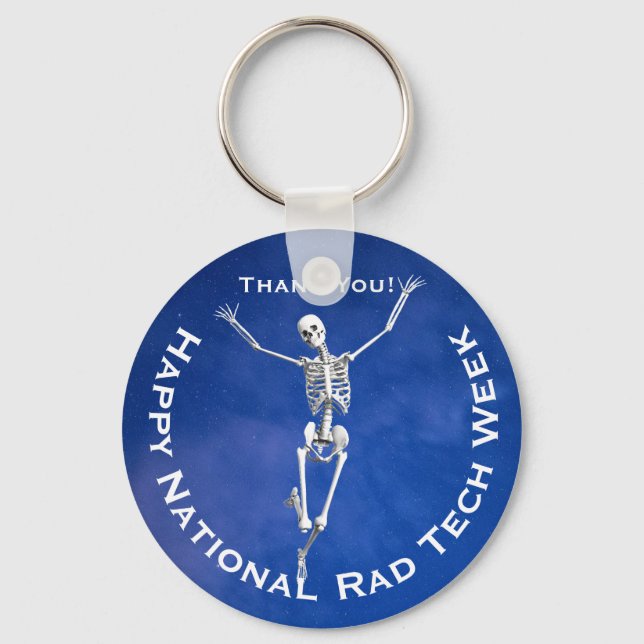 "Lycklig National Rad Tech Week" med Skeleton Nyckelring (Framsida)