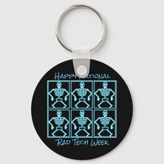 "Lycklig National Rad Tech Week" med Skeletons Nyckelring (Framsida)