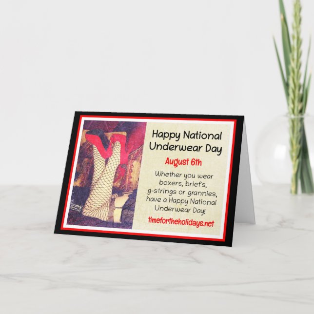 Lycklig, nationaldagen för underkläder, augusti 6e kort (Framsida)