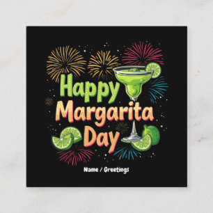 Lycklig nationalMargarita Day Firande Fyrkantigt Visitkort