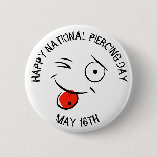 Lycklig Nationell Piercing Dag 16 maj Knapp