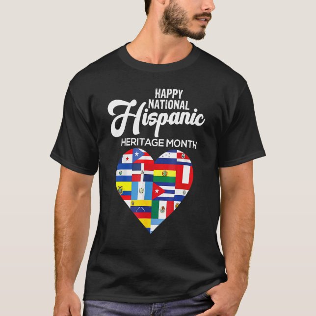 Lycklig Nationellt ispanikkulturarv, månatlig lati T Shirt (Framsida)