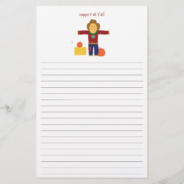 Lycklig nedgång dig: Fågelskrämma fodrat Brevpapper (Framsida)