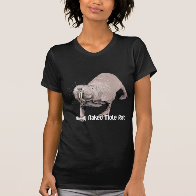 Lycklig Nekid Moleråtta T Shirt (Framsida)