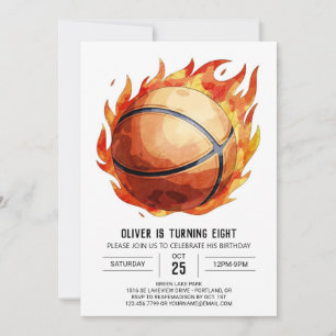 Lycklig Net Watercolor Basketball Birthday Inbjudningar