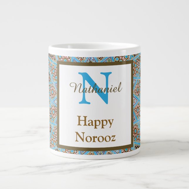 Lycklig Noroz Persian New Year Monogram Initial Jumbo Mugg (Framsidan)