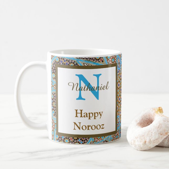 Lycklig Noroz Persian New Year Monogram Initial Kaffemugg (Med munk)