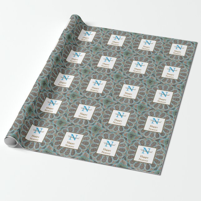 Lycklig Noroz Persian New Year Monogram Initial Presentpapper (Utrullad)