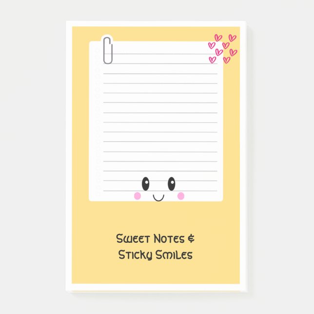 Lycklig Notes-Orange: Kawaii Sticky Post -it Notes Post-it Block (Framsida)