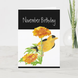 Lycklig, novemberFödelsedag Humor Garden Bird Art Helgkort