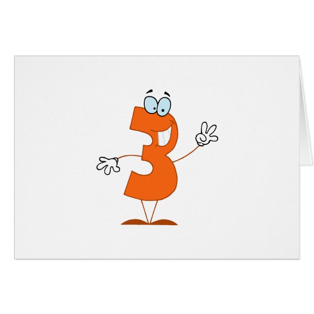 Lycklig nummer 3 hälsningskort (Framsidan Horizontal)