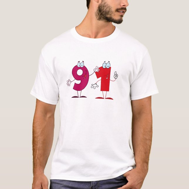 Lycklig nummer 91 t-shirt (Framsida)