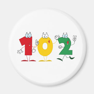 Lycklig numrerar 102 magnet