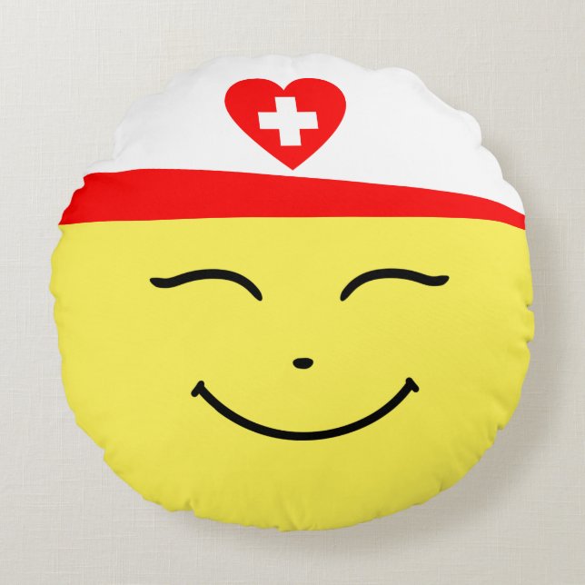 Lycklig Nurse - Round Pillow Rund Kudde (Framsidan)