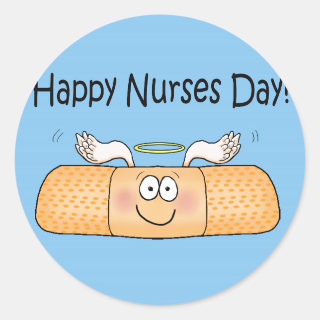 Lycklig Nurses Nurse Nurse Nurses dag Whimsical Ba Runt Klistermärke (Framsida)