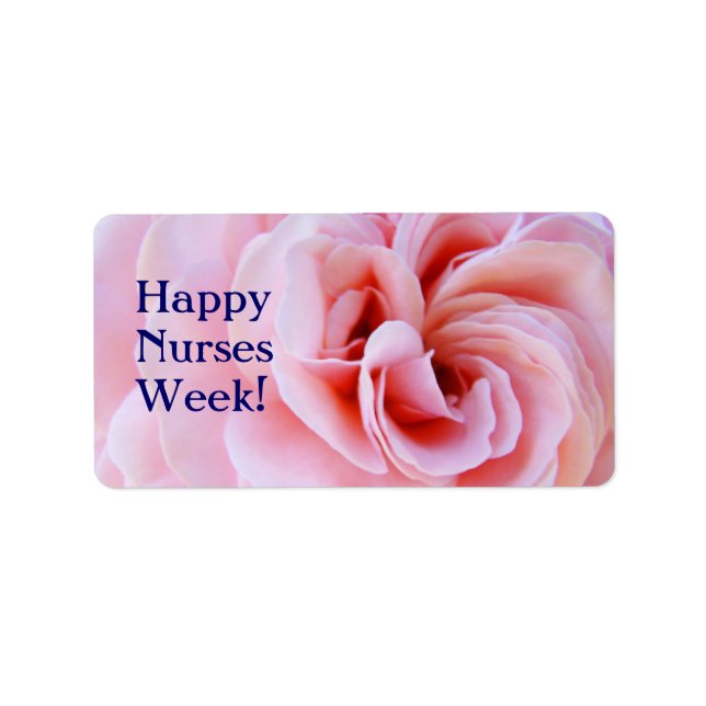 Lycklig Nurses Veckan! Kemetiketter Rosa ros Flowe Adressetikett (Framsidan)