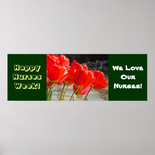 Lycklig Nurses Week Banner Poster Red Tulips