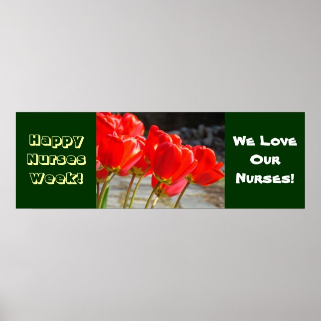 Lycklig Nurses Week Banner Poster Red Tulips (Framsidan)